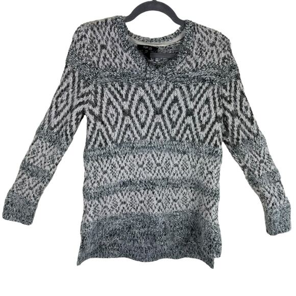 Style & Co. Gray Fair Isle Long Sleeve Plush Fuzzy Pullover Sweater Size PM - Picture 1 of 5